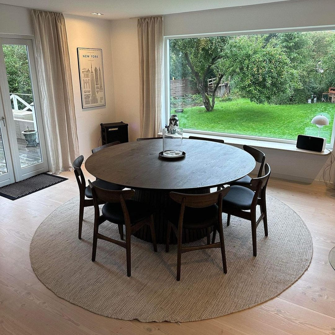 Vivien Round Extendable Dining Table in Charcoal Oak | S10Home