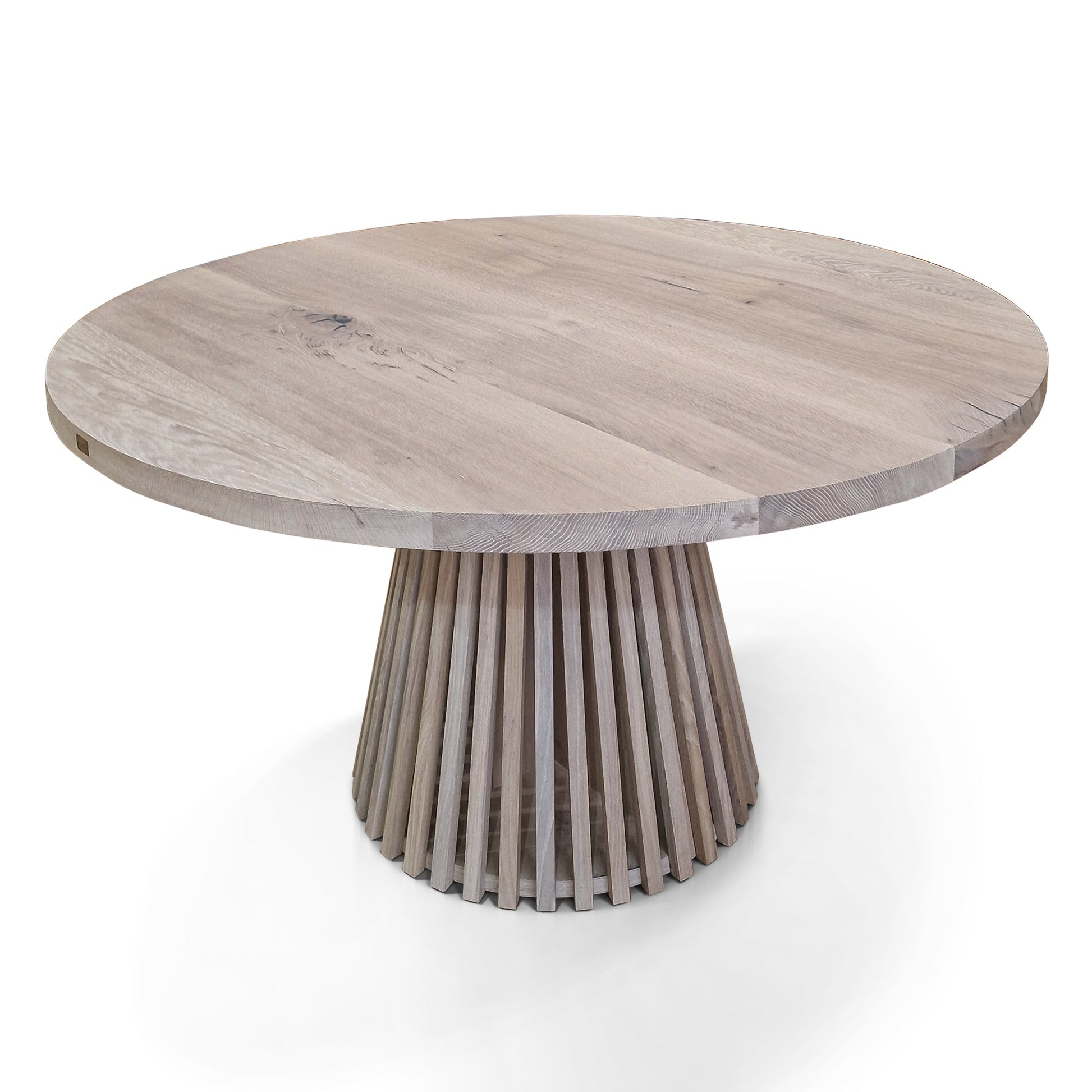 Vivien Extendable Round Dining Table in Cotton Oak