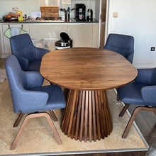 Vivien Extendable Round Dining Table in Darker Walnut | S10Home