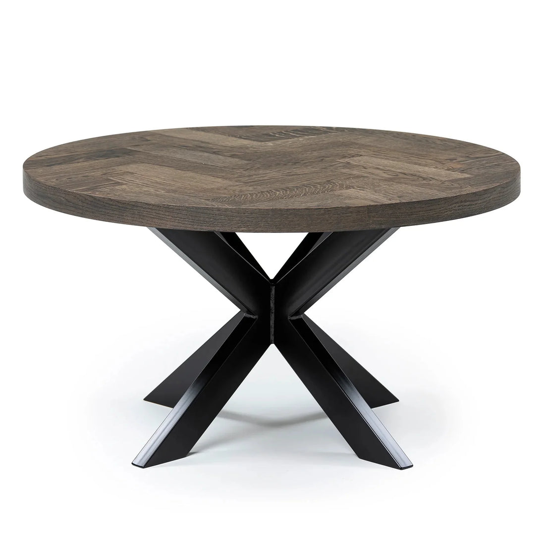 Astrid Herringbone Round Coffee Table in Charcoal Oak | S10Home