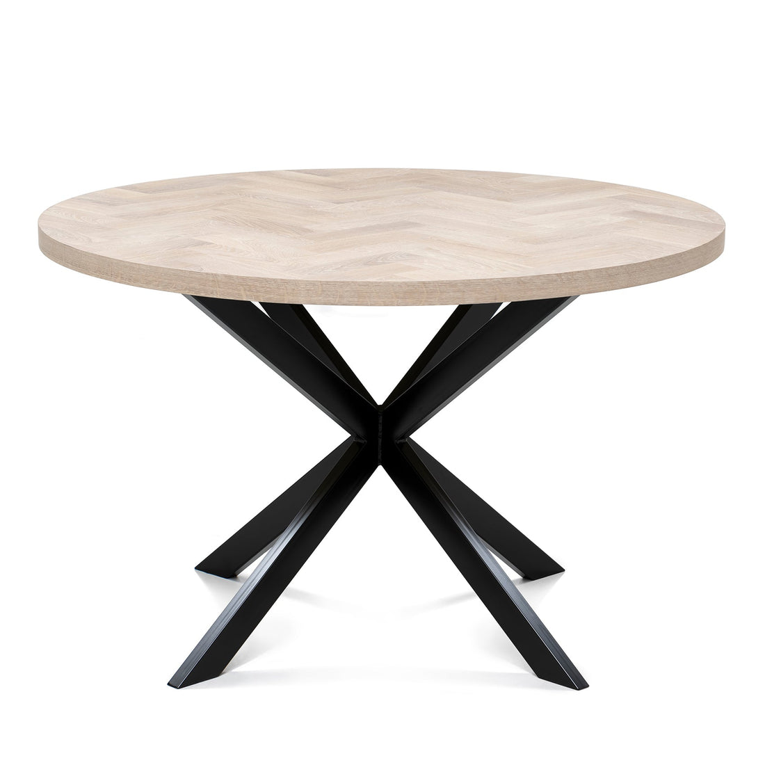 Astrid Extendable Round Herringbone Dining Table in Cotton Oak | S10Home