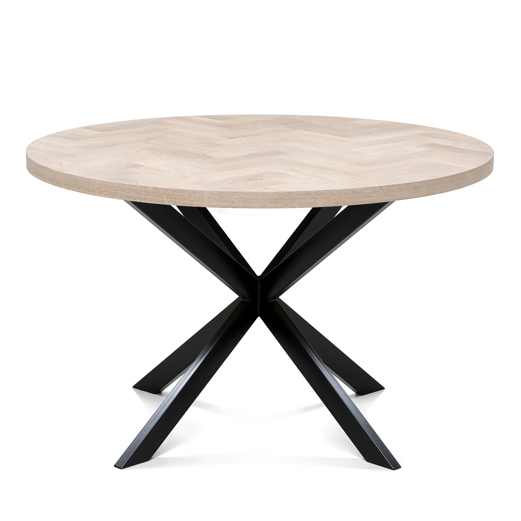 Astrid Extendable Round Herringbone Dining Table in Cotton Oak | S10Home