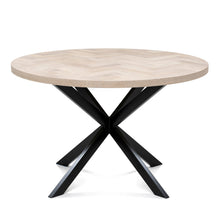 Astrid Extendable Round Herringbone Dining Table in Cotton Oak | S10Home