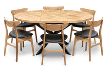 Astrid Extendable Round Herringbone Dining Table |Solid Oak |S10 Home