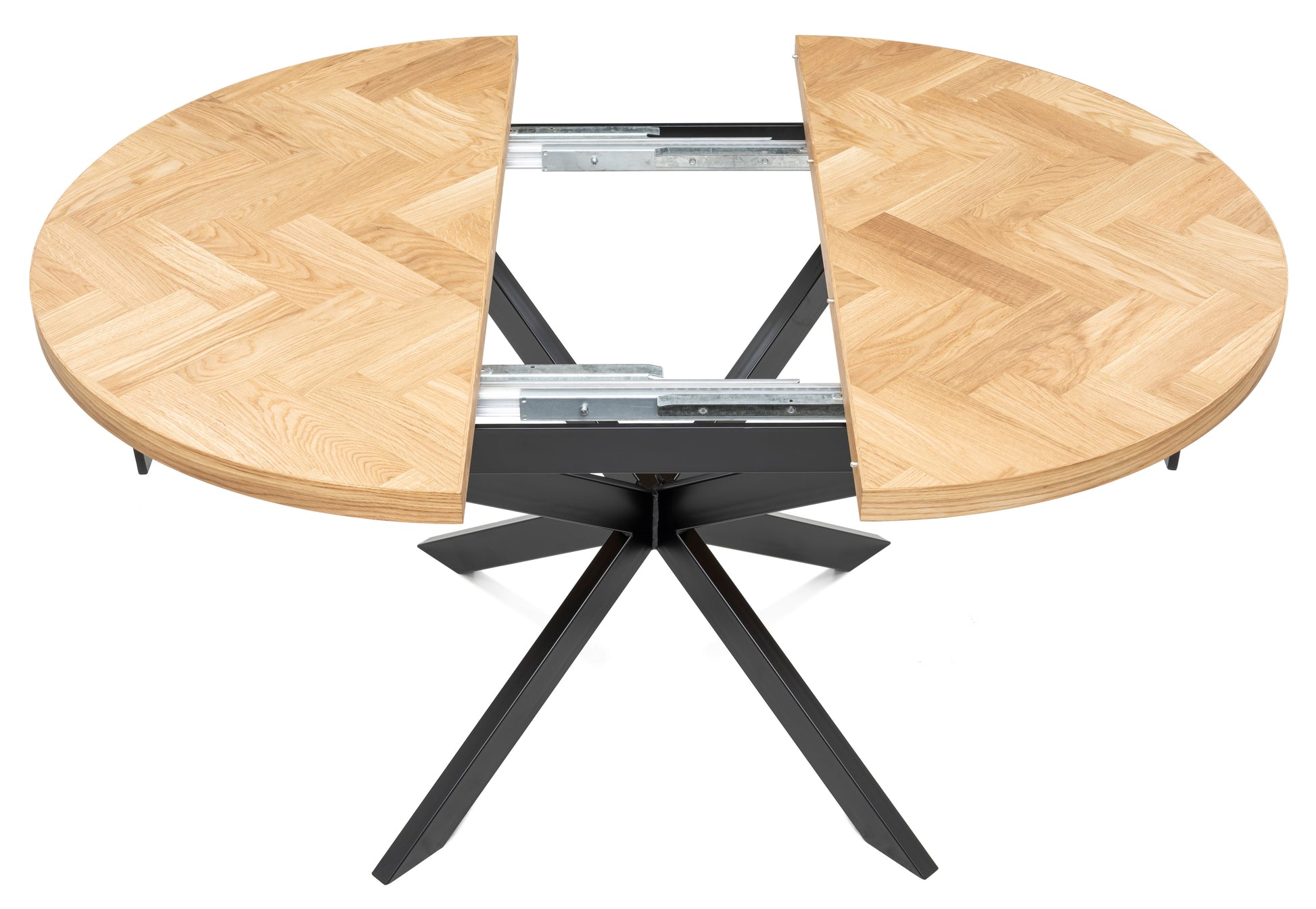 Astrid Extendable Round Herringbone Dining Table |Solid Oak |S10 Home