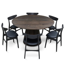 Vivien Round Extendable Dining Table in Charcoal Oak | S10Home