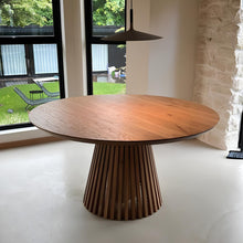 Vivien Extendable Round Dining Table in Chocolate Oak | S10Home
