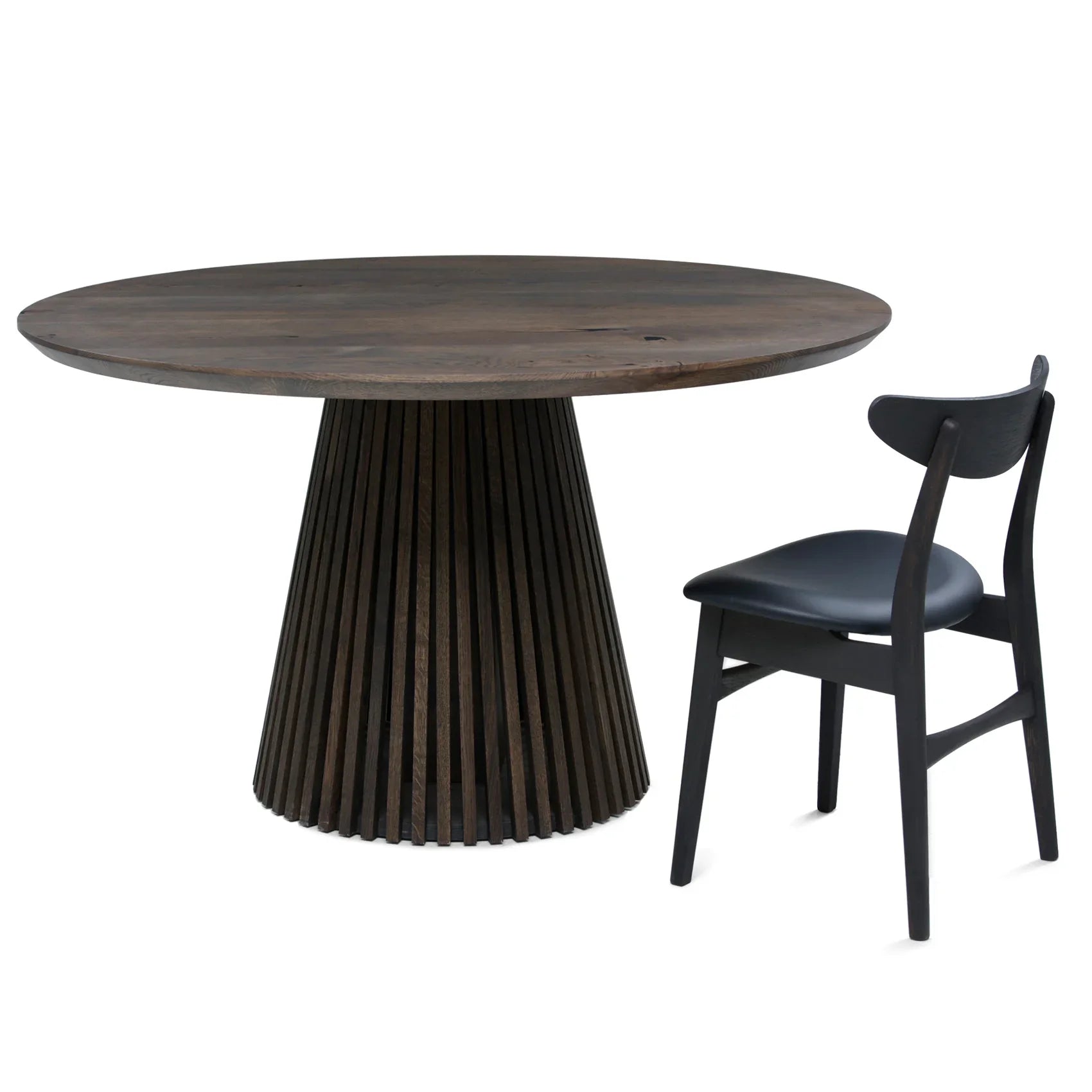 Vivien Round Extendable Dining Table in Charcoal Oak | S10Home