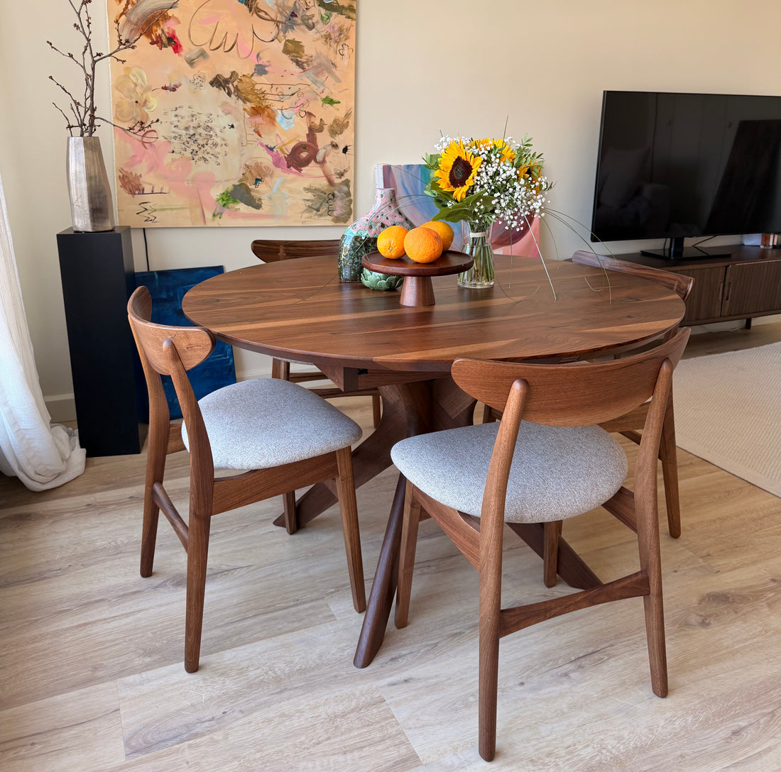 Bibi Extendable Round Walnut Dining Table