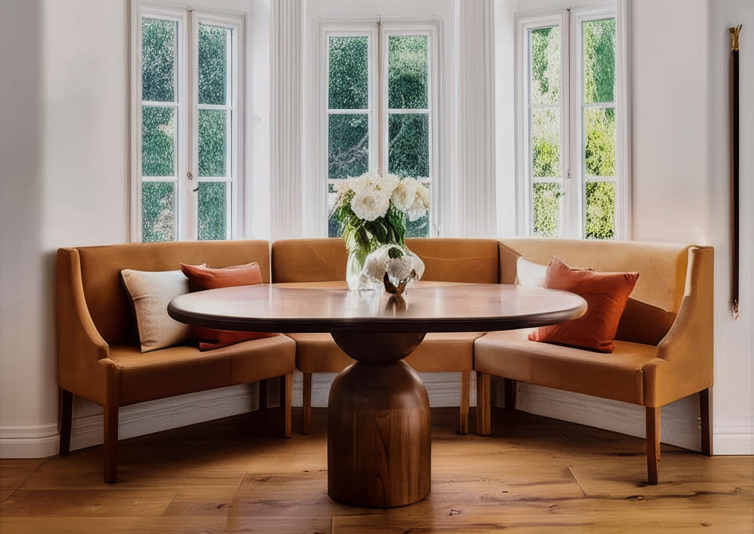 Loulou Round Extendable Dining Table in Darker Walnut