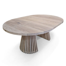 Vivien Extendable Round Dining Table in Cotton Oak 