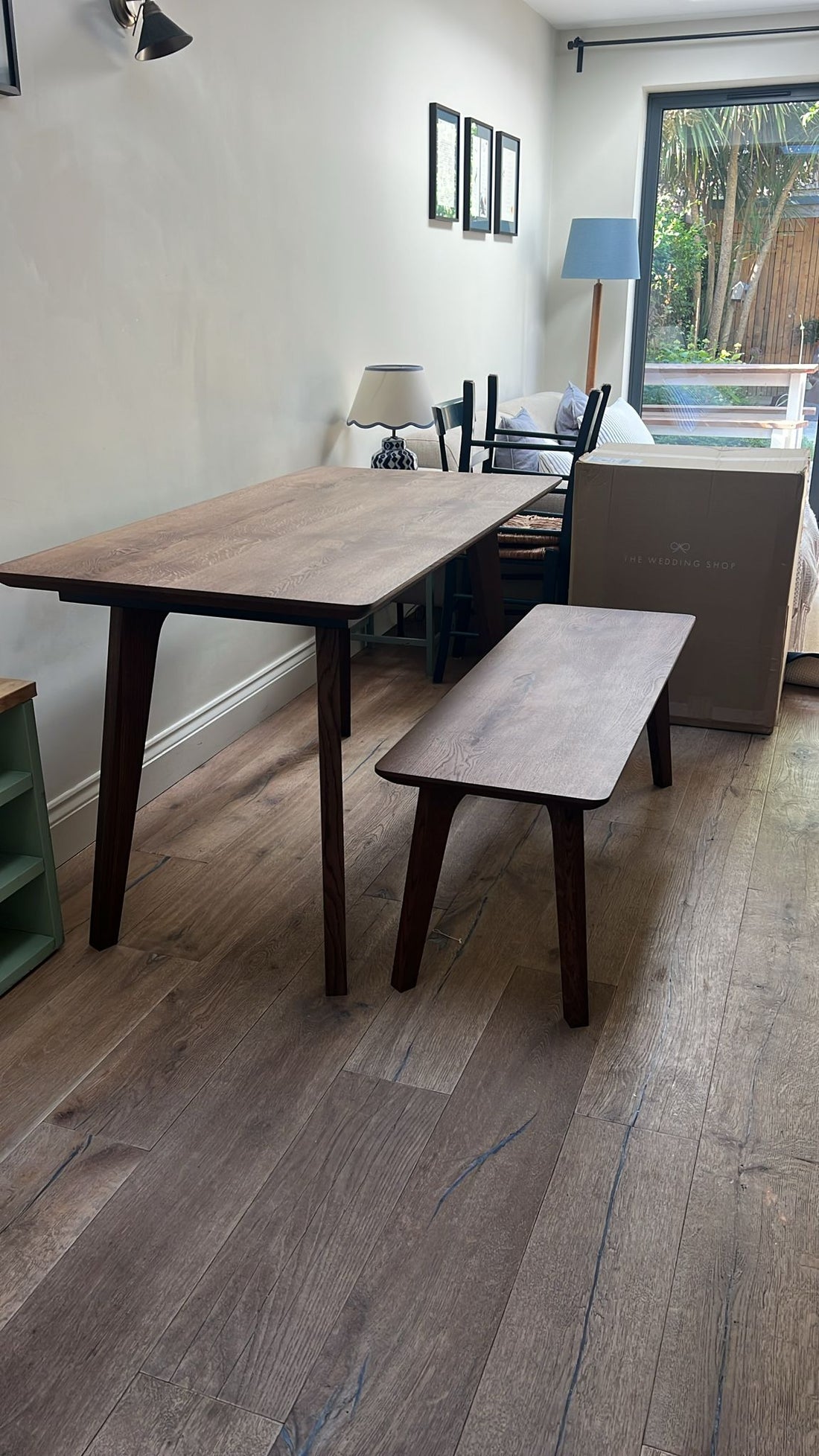 Aurora solid oak table and bench