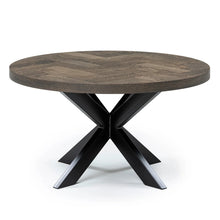 Astrid Herringbone Round Coffee Table in Charcoal Oak | S10Home